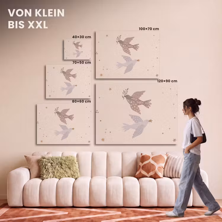 Akustikbild - Vogel – Beeren – Natur – Modern – Beige — 7