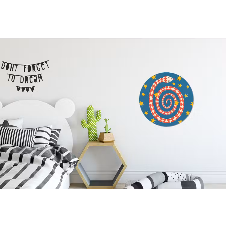 Alu-Dibond-Bild Rund - Schlange – Spirale – Tiere – Illustration – Rot — 4