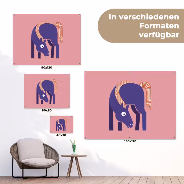 Gartenposter - Pferd – Abstrakt – Tiere – Modern – Blau — 6