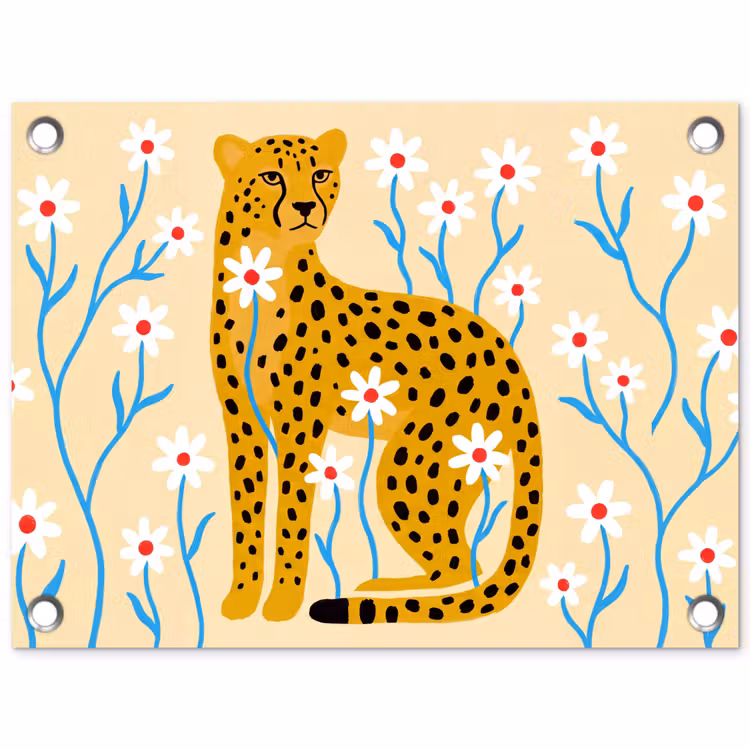 Gartenposter - Tiere – Gepard – Blumen – Modern – Gelb — 1