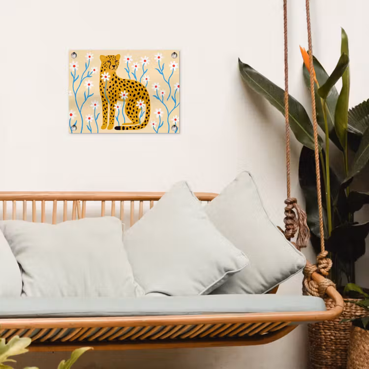 Gartenposter - Tiere – Gepard – Blumen – Modern – Gelb — 4