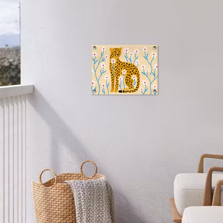 Gartenposter - Tiere – Gepard – Blumen – Modern – Gelb — 5