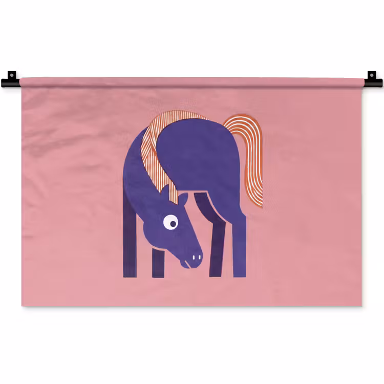 Wandteppich - Pferd – Abstrakt – Tiere – Modern – Blau — 1