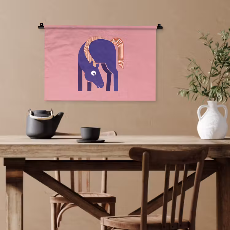 Wandteppich - Pferd – Abstrakt – Tiere – Modern – Blau — 3