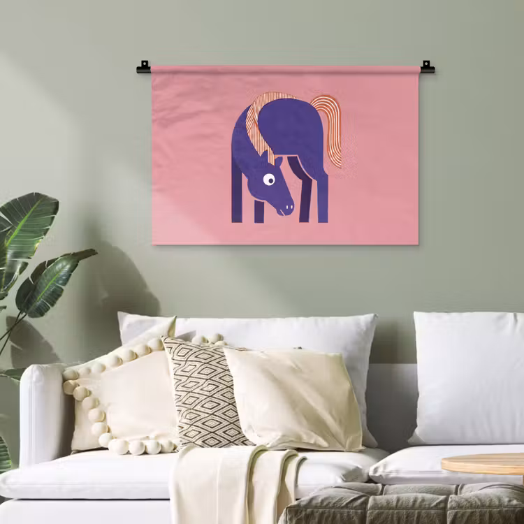 Wandteppich - Pferd – Abstrakt – Tiere – Modern – Blau — 4