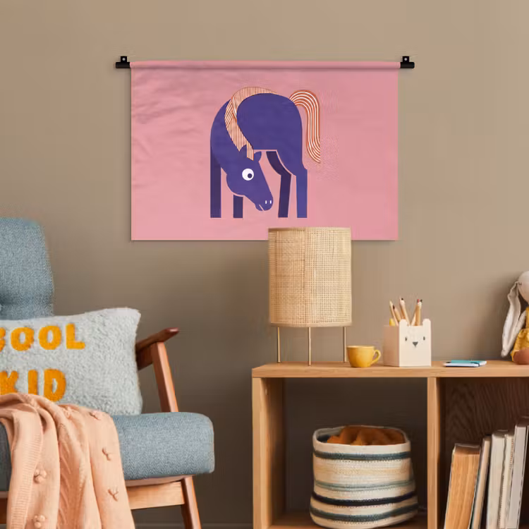 Wandteppich - Pferd – Abstrakt – Tiere – Modern – Blau — 5