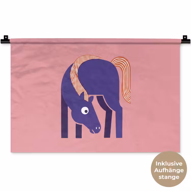 Wandteppich - Pferd – Abstrakt – Tiere – Modern – Blau — 9