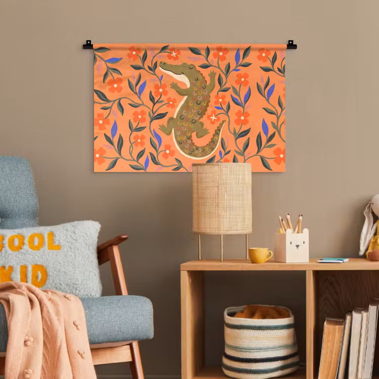 Wandteppich - Tiere – Blumen – Orange – Illustration – Natur — 5