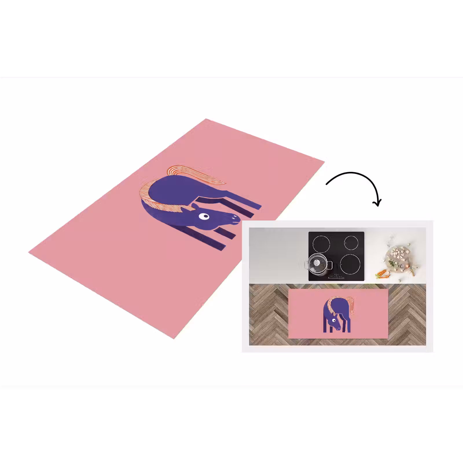 Küchenläufer - Pferd – Abstrakt – Tiere – Modern – Blau — 1