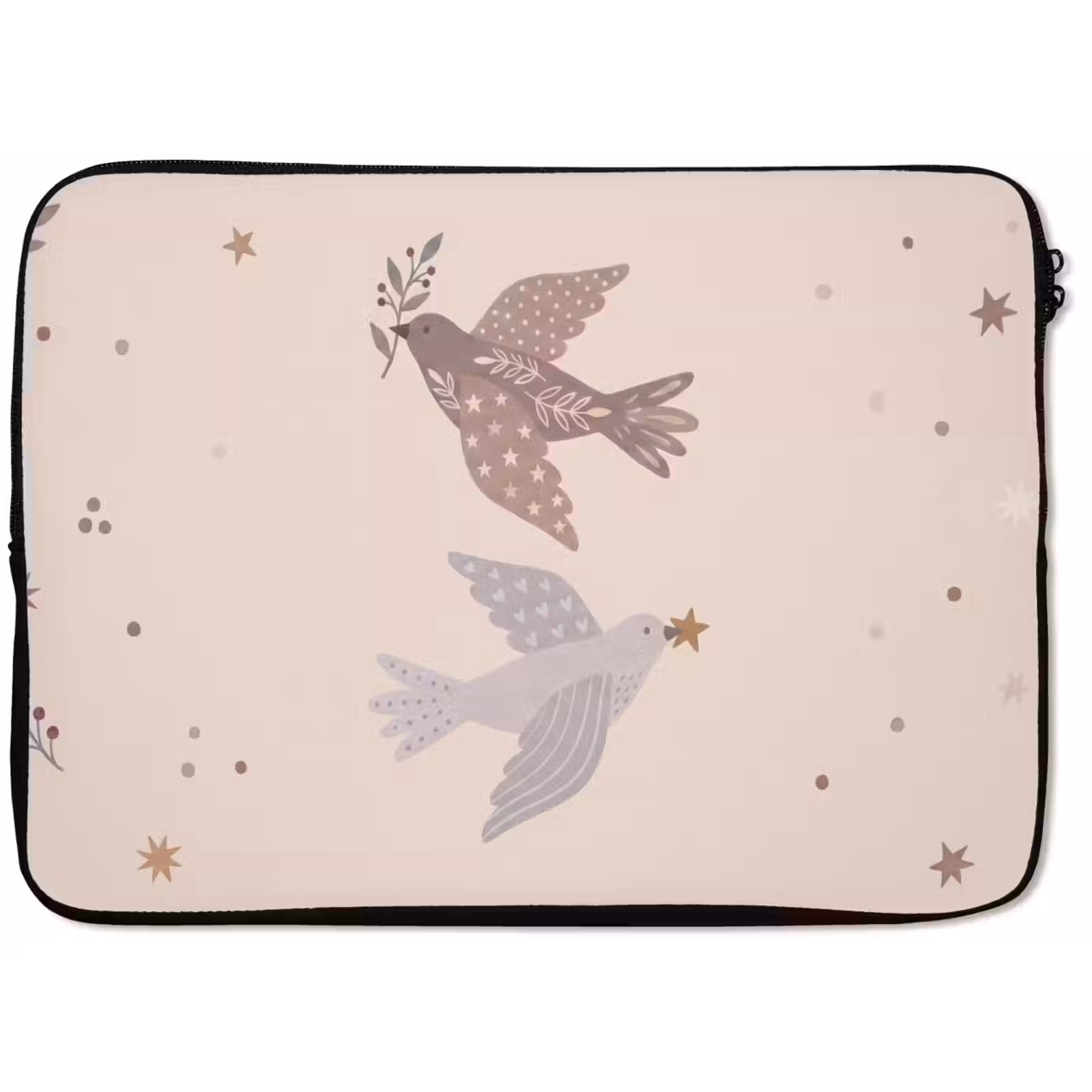 Laptop hülle - Vogel – Beeren – Natur – Modern – Beige — 1