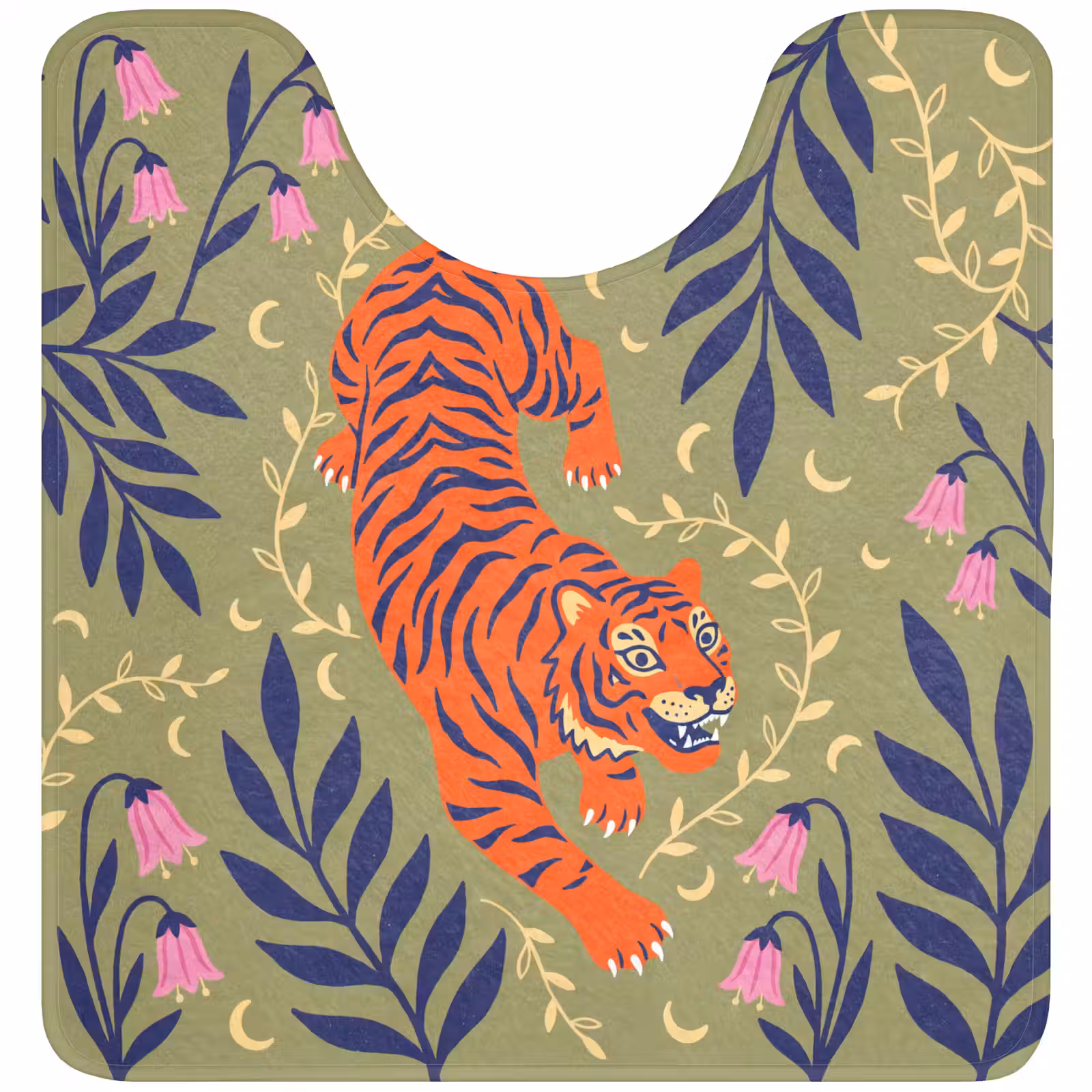 WC Vorleger - Tiger – Blätter – Tiere – Illustration – Orange — 1