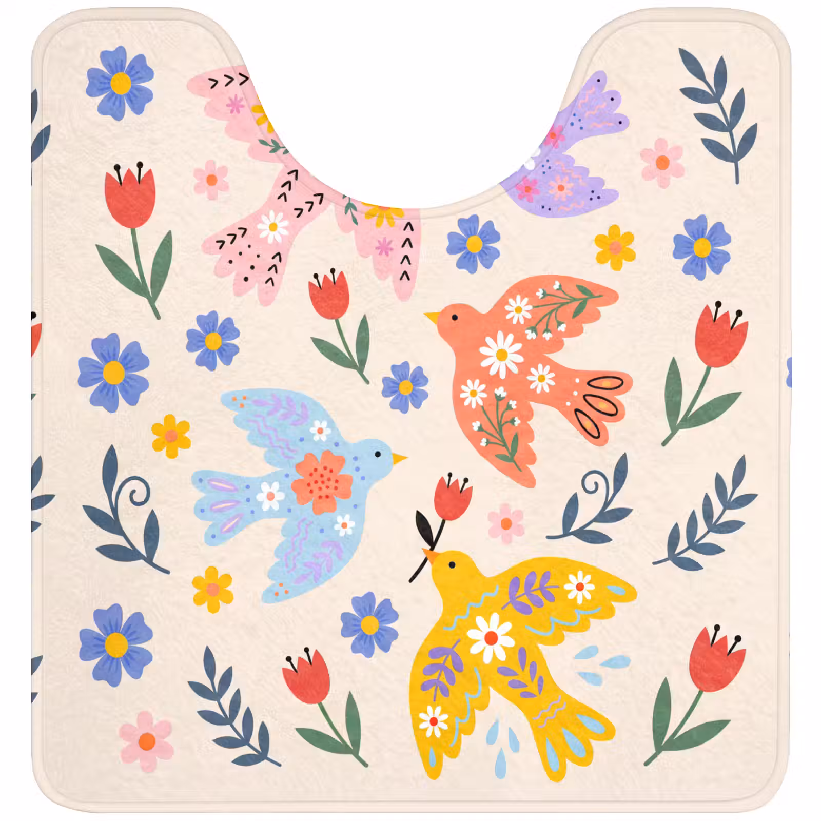 WC Vorleger - Vögel – Blumen – Folk – Bunt – Tiere — 1
