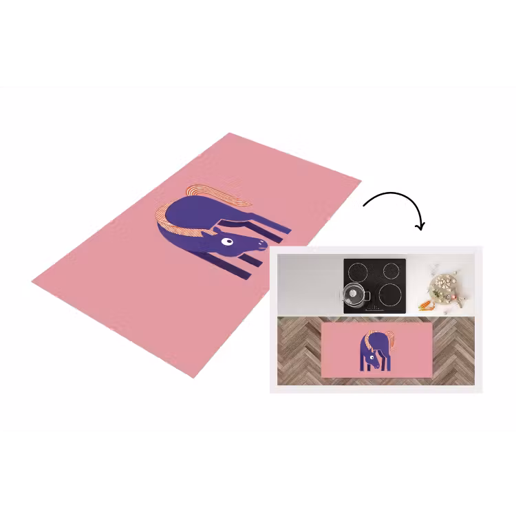 Küchenläufer - Pferd – Abstrakt – Tiere – Modern – Blau — 1