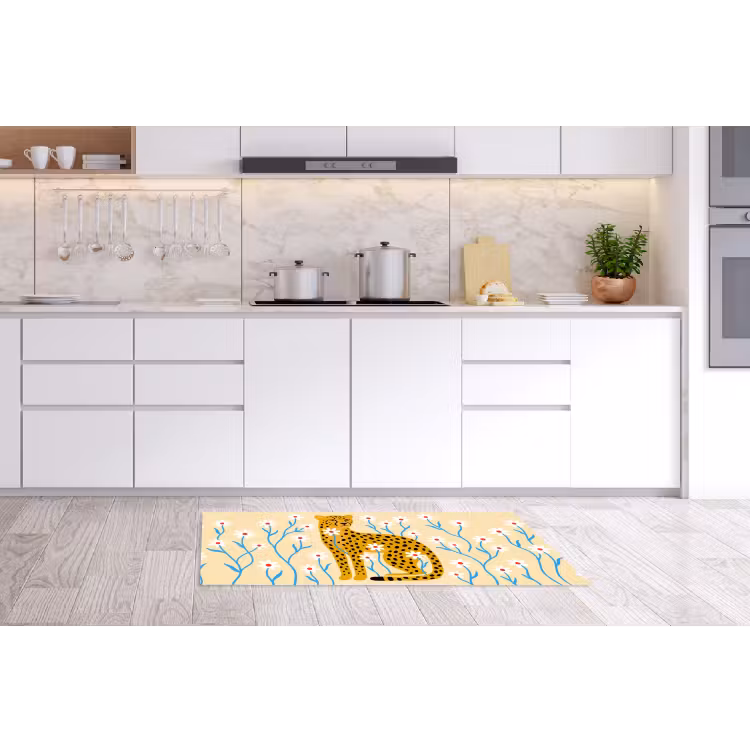 Küchenläufer - Tiere – Gepard – Blumen – Modern – Gelb — 3