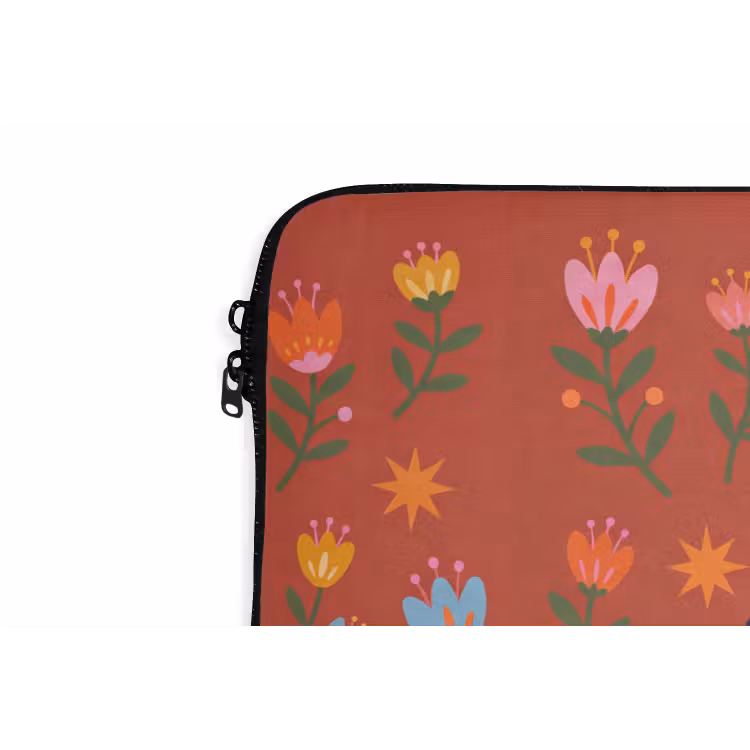Laptop hülle - Kaninchen – Blumen – Volkskunst – Farbenfroh – Tiere — 5