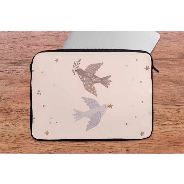 Laptop hülle - Vogel – Beeren – Natur – Modern – Beige — 2