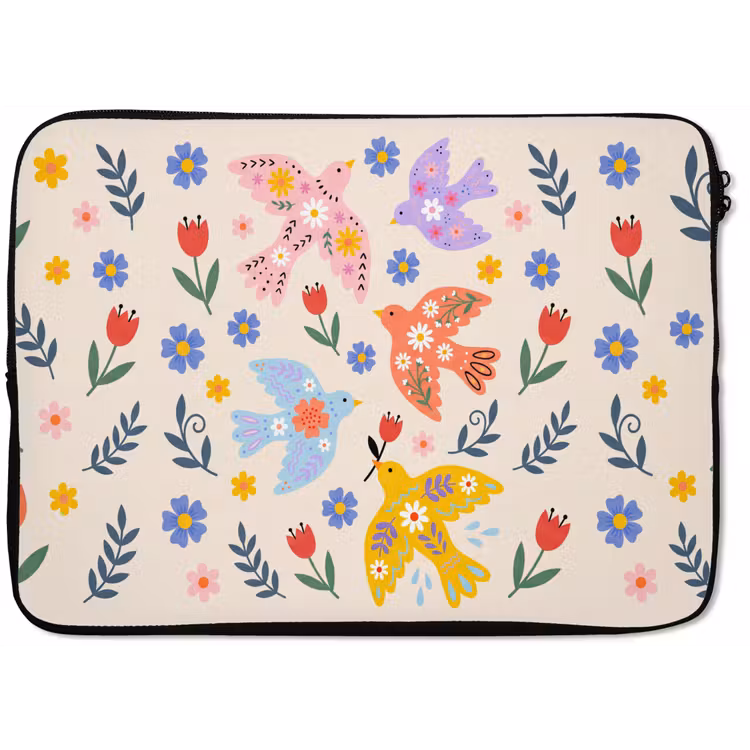 Laptop hülle - Vögel – Blumen – Folk – Bunt – Tiere — 1