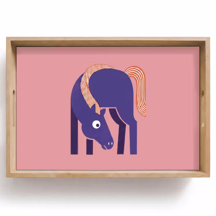 Tablett - Pferd – Abstrakt – Tiere – Modern – Blau — 1