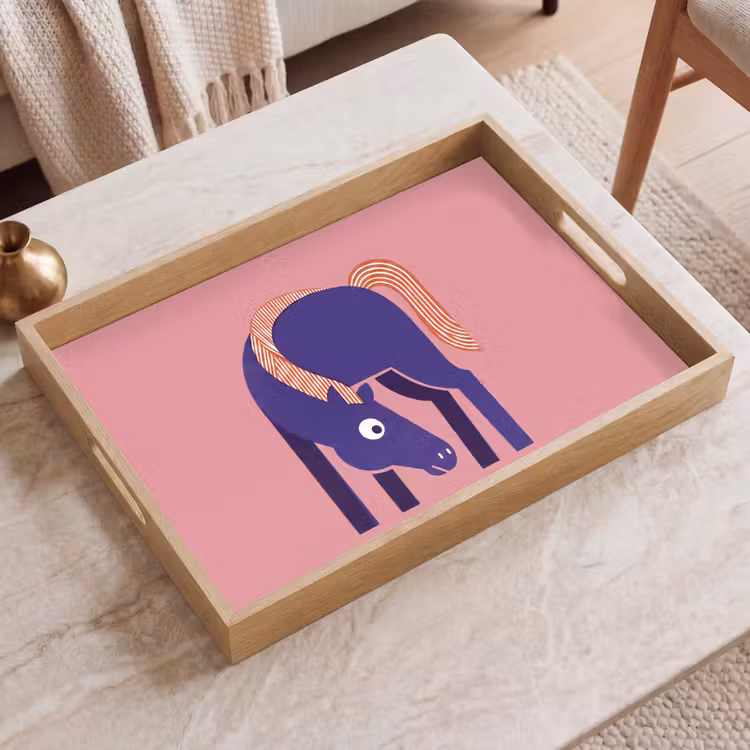 Tablett - Pferd – Abstrakt – Tiere – Modern – Blau — 2