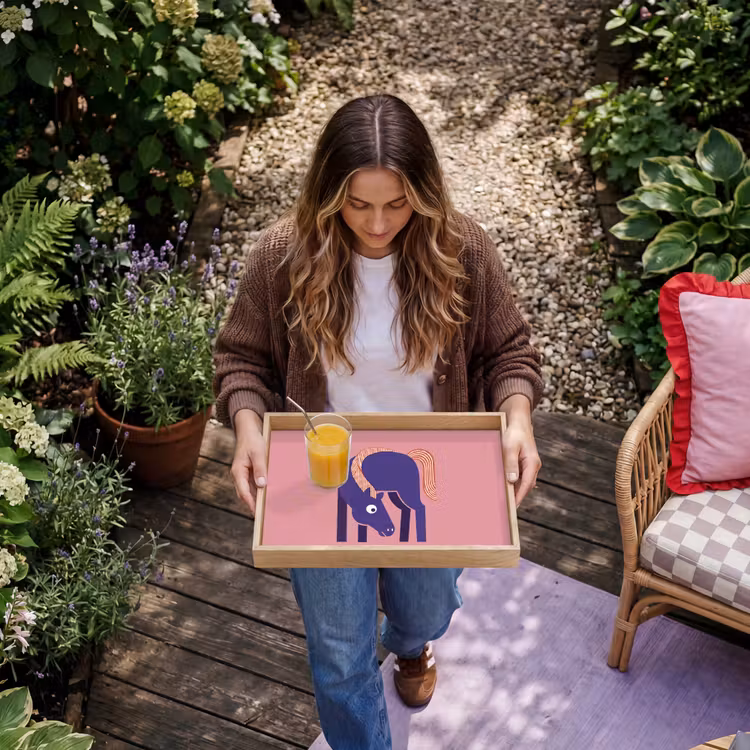 Tablett - Pferd – Abstrakt – Tiere – Modern – Blau — 8