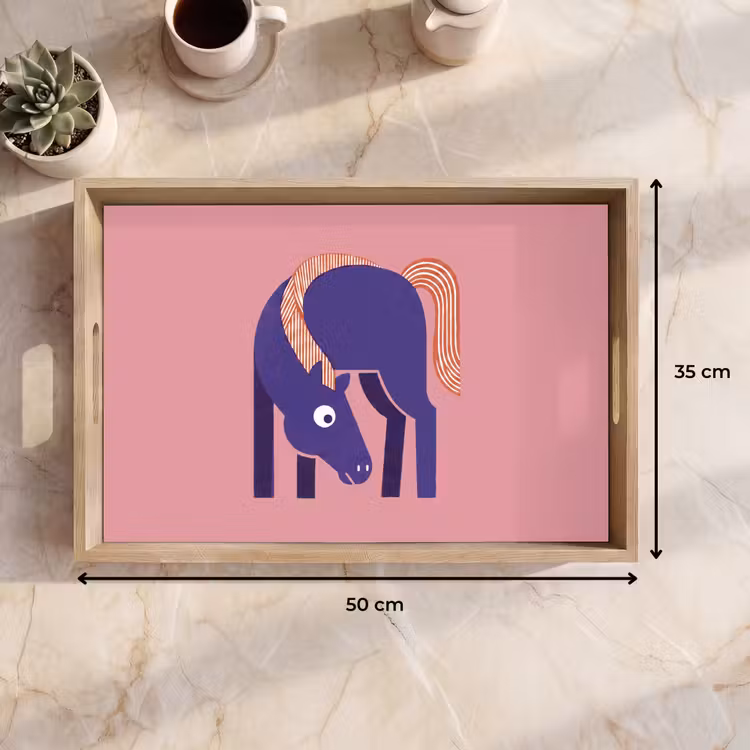 Tablett - Pferd – Abstrakt – Tiere – Modern – Blau — 9