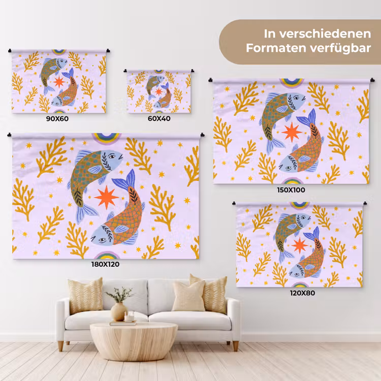 Wandteppich - Fisch – Unterwasser – Tiere – Abstrakt – Farbenfroh — 8