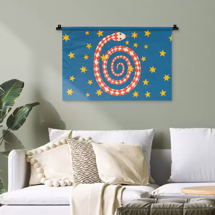 Wandteppich - Schlange – Spirale – Tiere – Illustration – Rot — 4