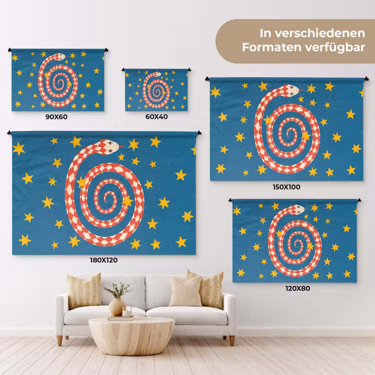 Wandteppich - Schlange – Spirale – Tiere – Illustration – Rot — 8