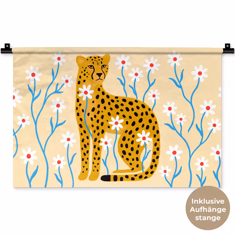 Wandteppich - Tiere – Gepard – Blumen – Modern – Gelb — 9