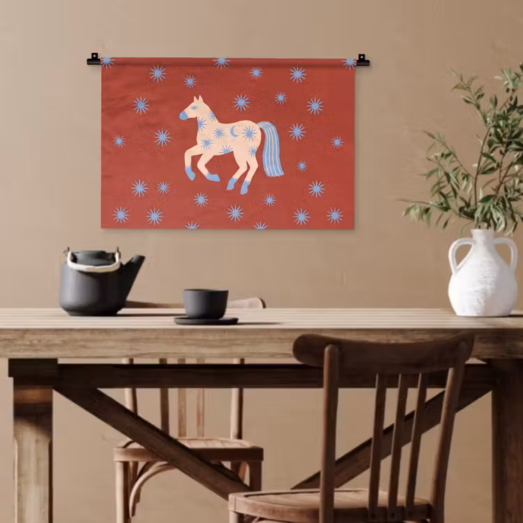 Wandteppich - Tiere – Sterne – Mond – Abstrakt – Rot — 3
