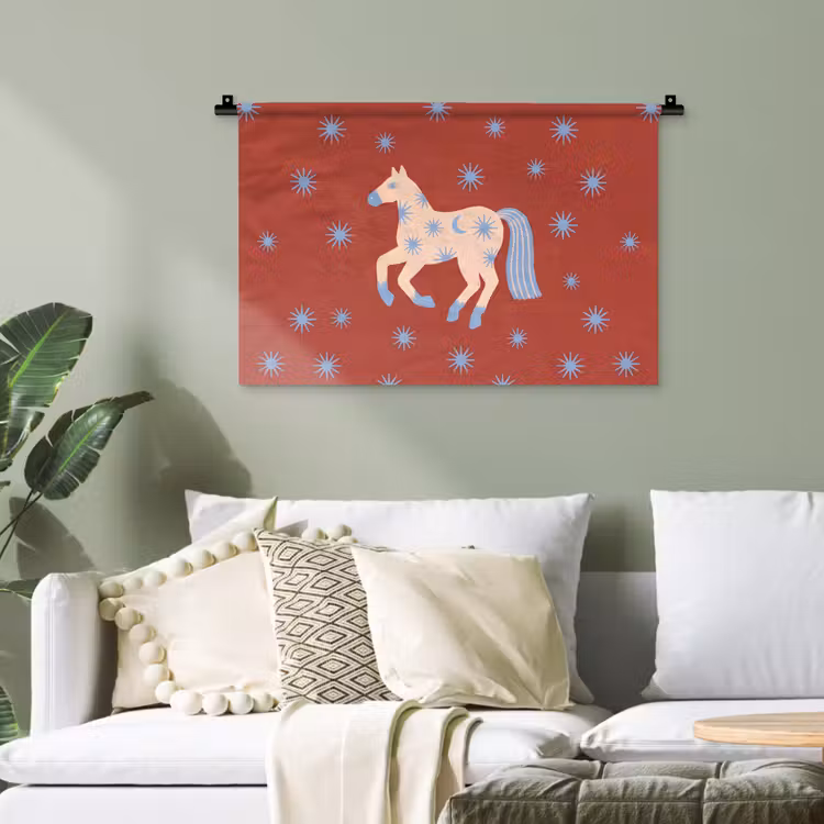 Wandteppich - Tiere – Sterne – Mond – Abstrakt – Rot — 4