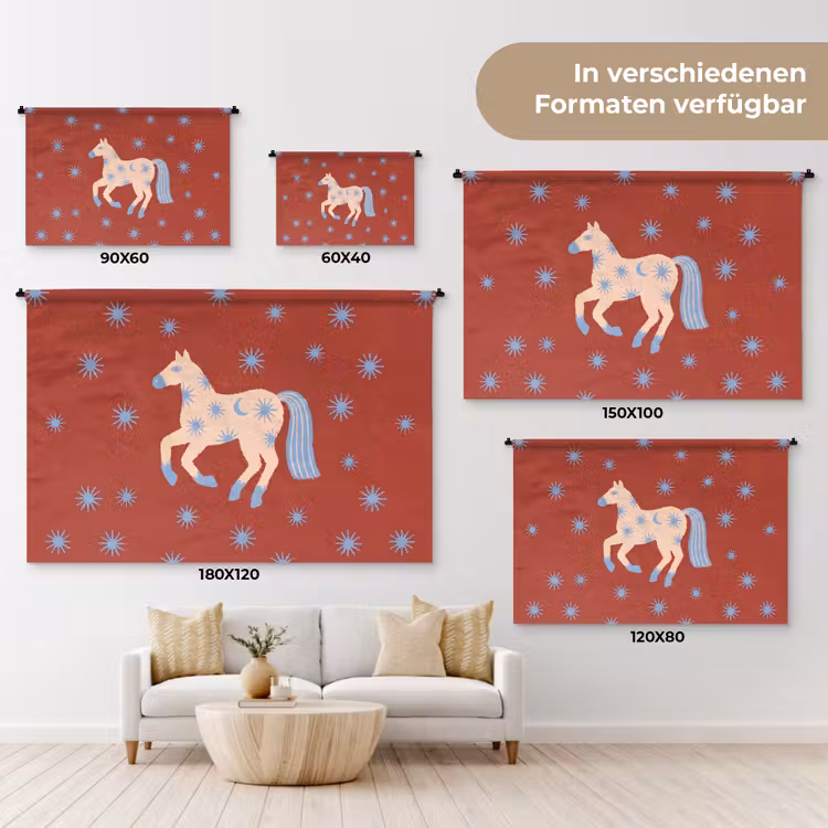 Wandteppich - Tiere – Sterne – Mond – Abstrakt – Rot — 8