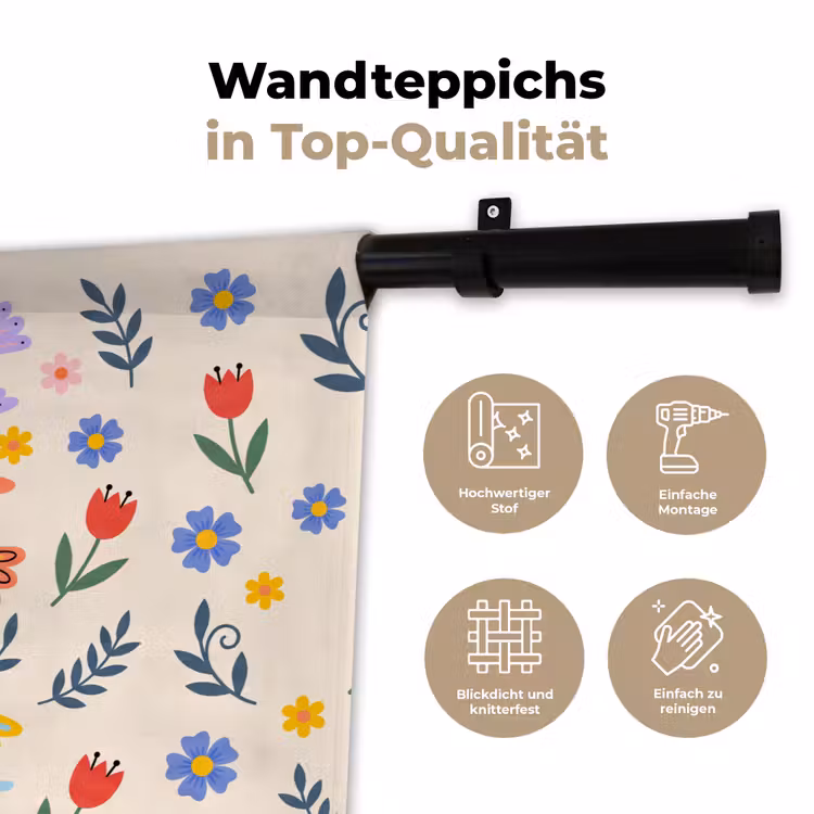 Wandteppich - Vögel – Blumen – Folk – Bunt – Tiere — 7