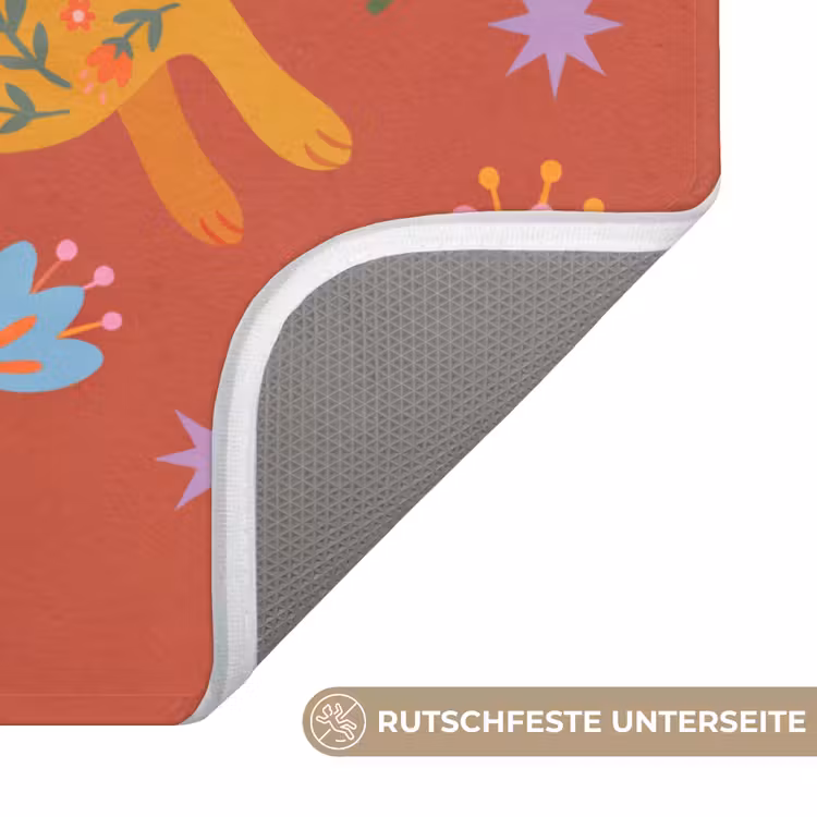 WC Vorleger - Kaninchen – Blumen – Volkskunst – Farbenfroh – Tiere — 3