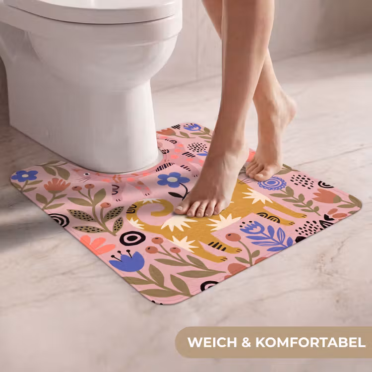 WC Vorleger - Katze – Blumen – Tiere – Modern – Rosa — 5