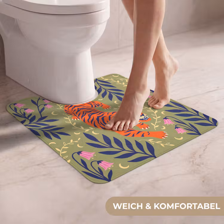 WC Vorleger - Tiger – Blätter – Tiere – Illustration – Orange — 5