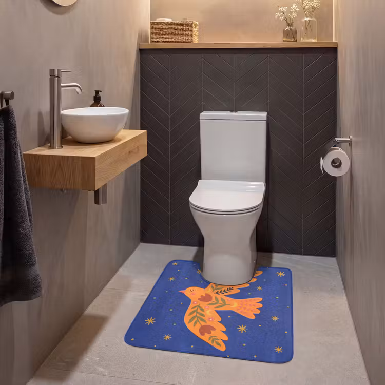 WC Vorleger - Vogel – Blumen – Dekorativ – Orange – Blau — 2