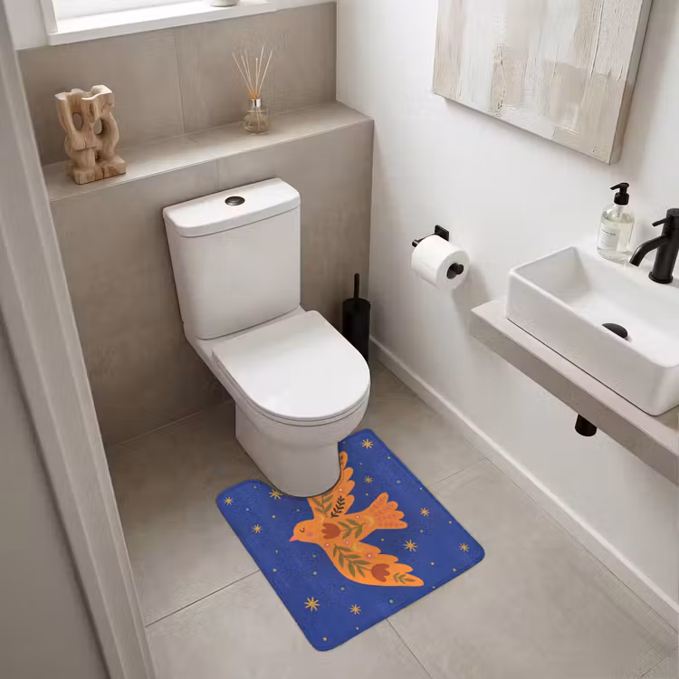 WC Vorleger - Vogel – Blumen – Dekorativ – Orange – Blau — 6