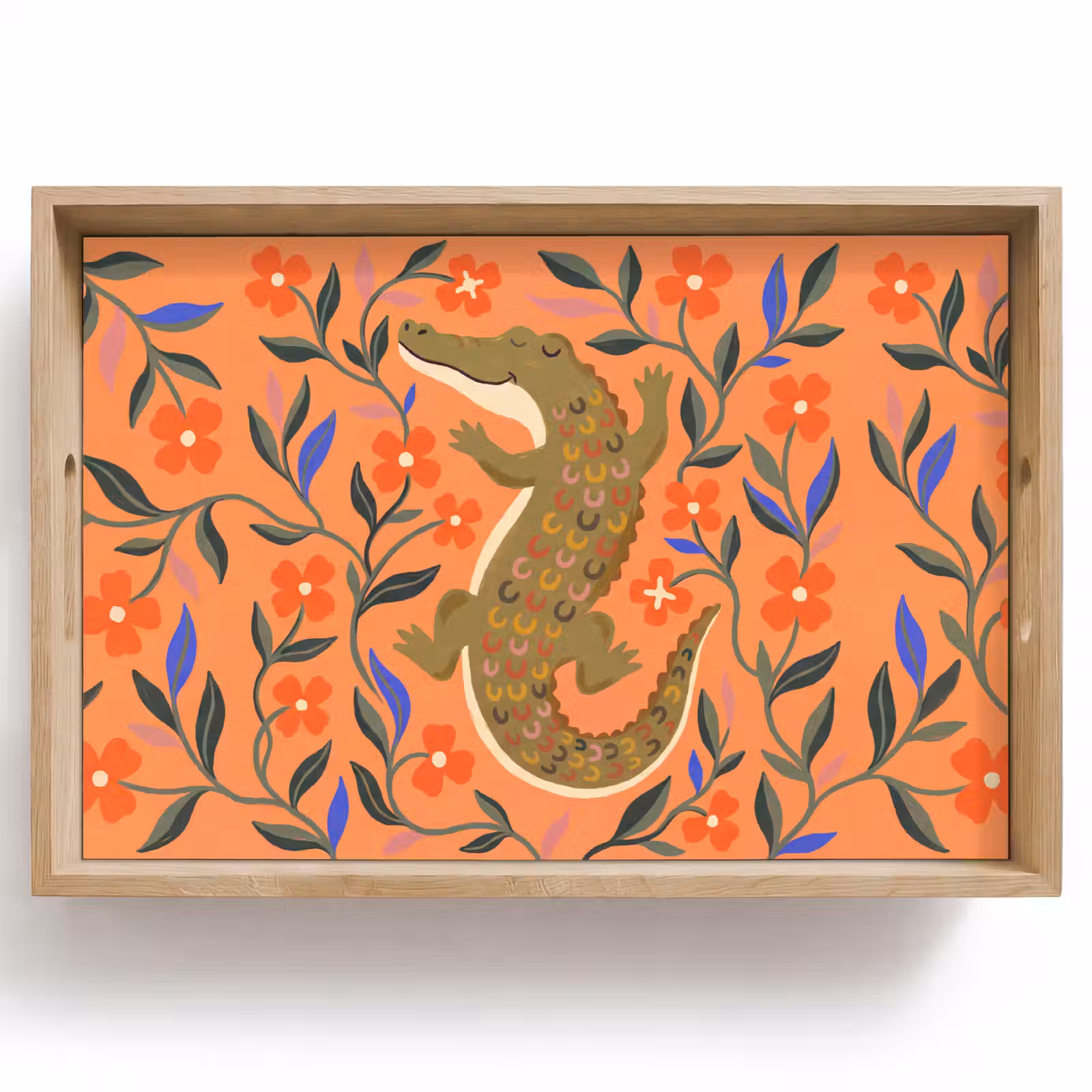 Tablett - Tiere – Blumen – Orange – Illustration – Natur — 1