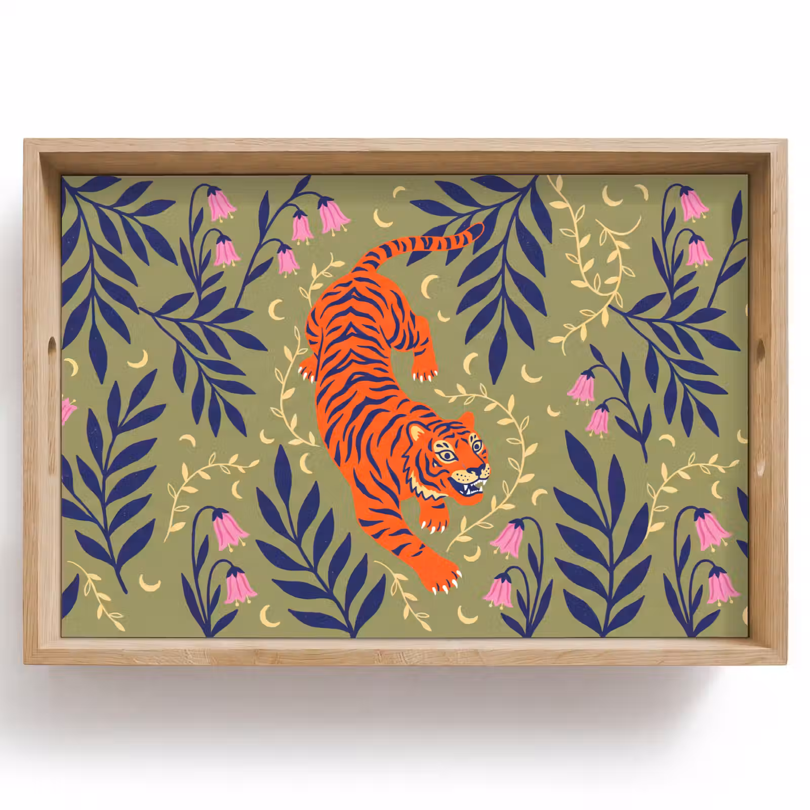 Tablett - Tiger – Blätter – Tiere – Illustration – Orange — 1