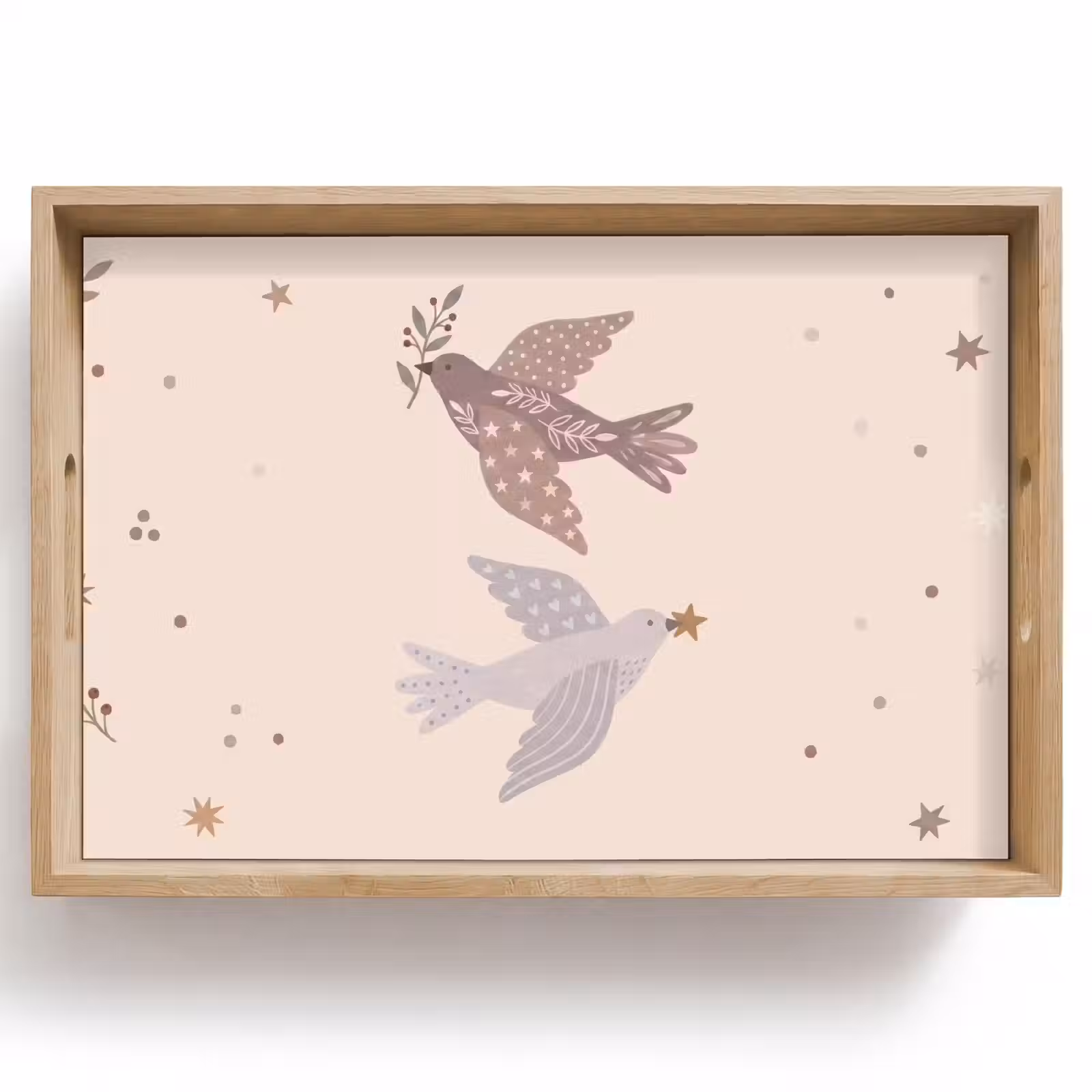 Tablett - Vogel – Beeren – Natur – Modern – Beige — 1