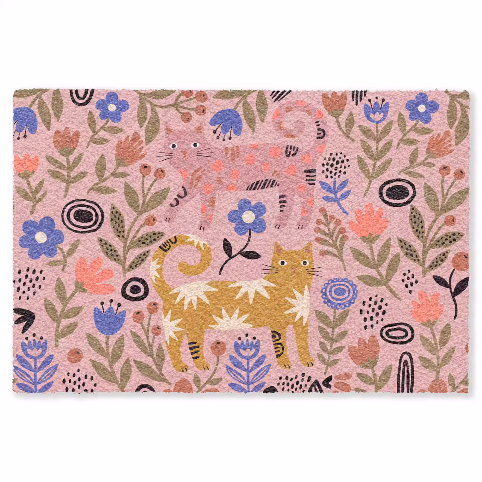 Teppich - Katze – Blumen – Tiere – Modern – Rosa — 1