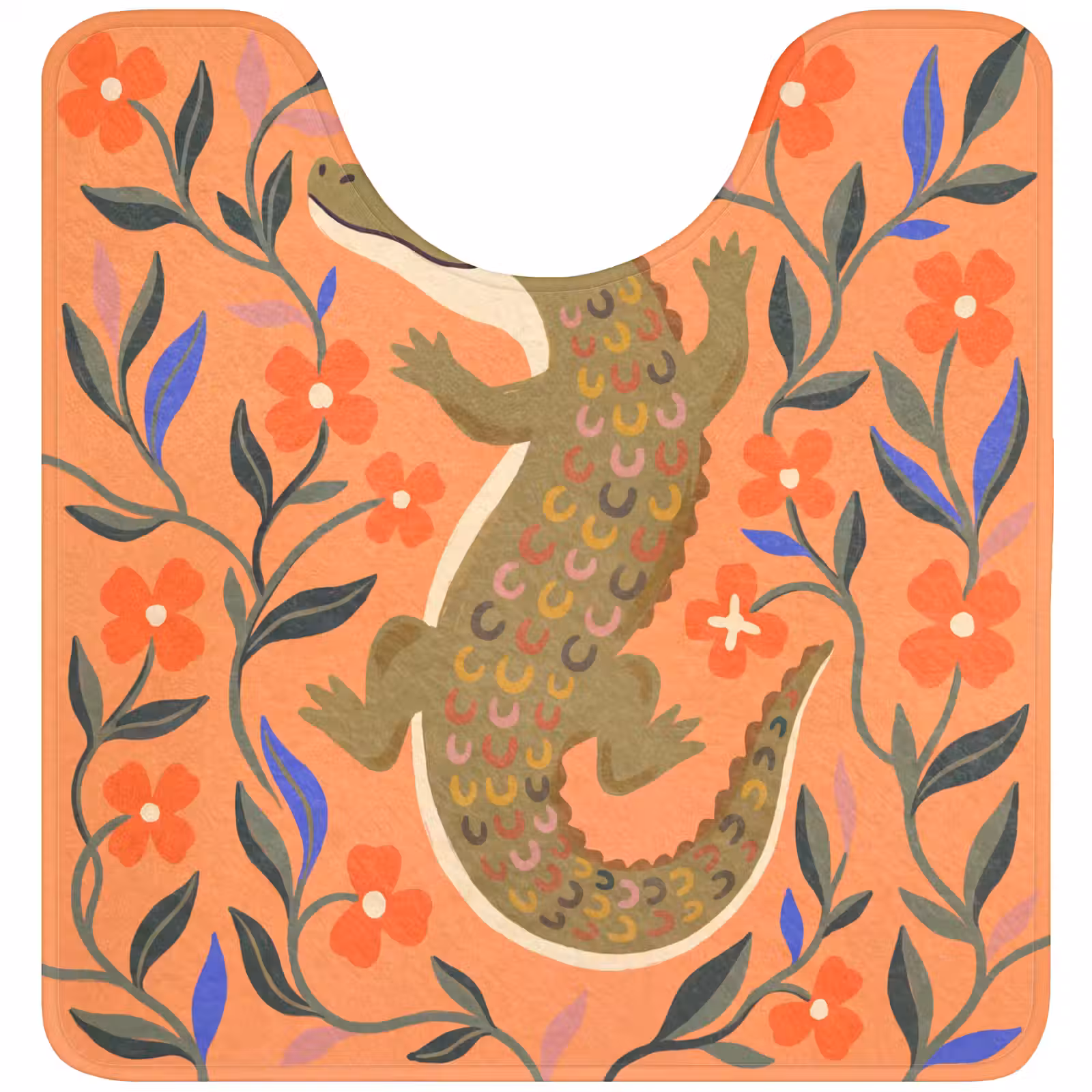 WC Vorleger - Tiere – Blumen – Orange – Illustration – Natur — 1