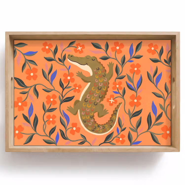 Tablett - Tiere – Blumen – Orange – Illustration – Natur — 1