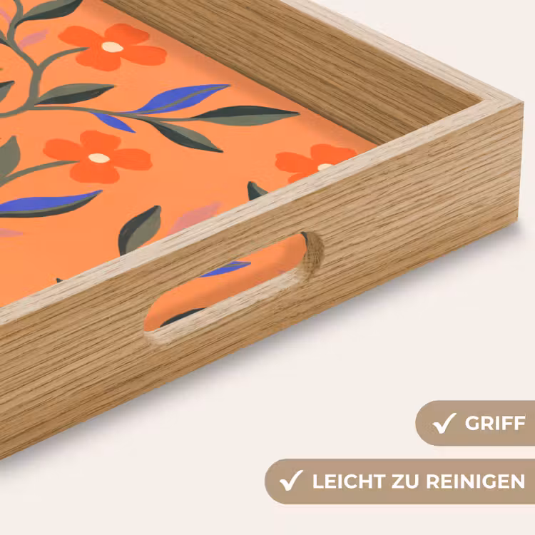 Tablett - Tiere – Blumen – Orange – Illustration – Natur — 5