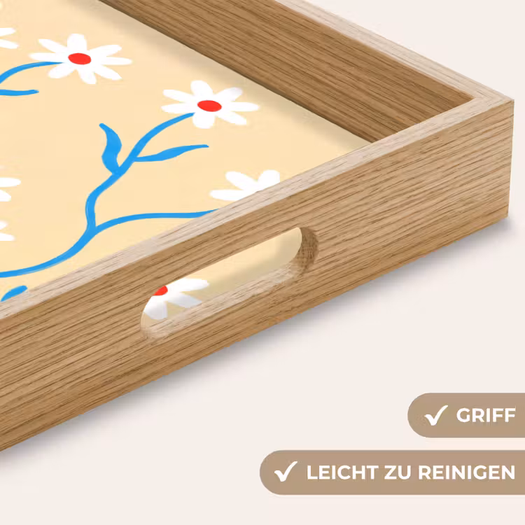 Tablett - Tiere – Gepard – Blumen – Modern – Gelb — 5