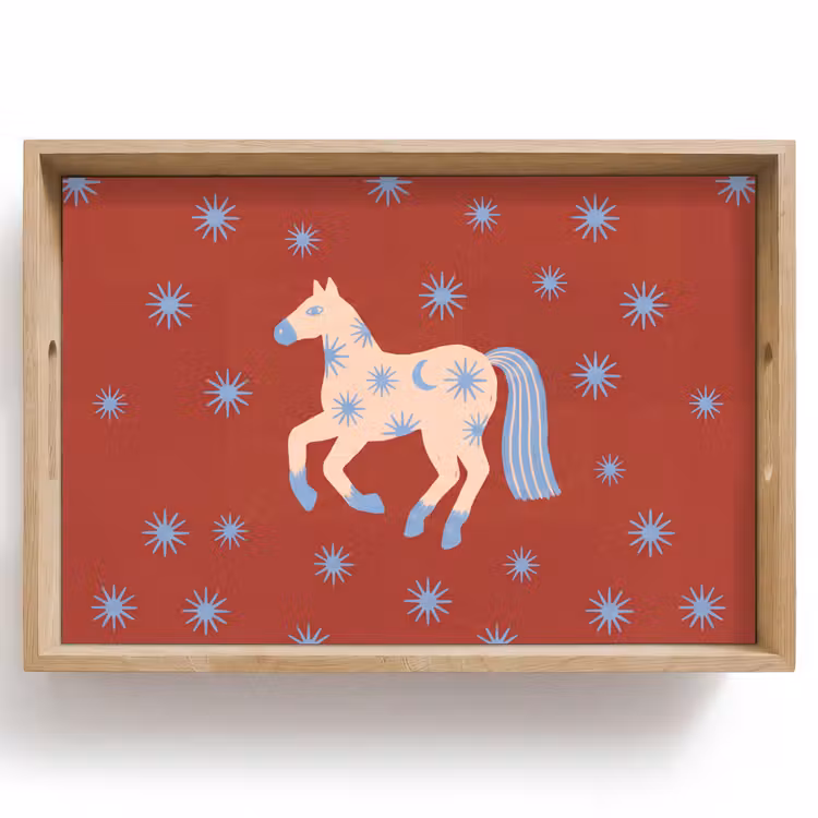 Tablett - Tiere – Sterne – Mond – Abstrakt – Rot — 1
