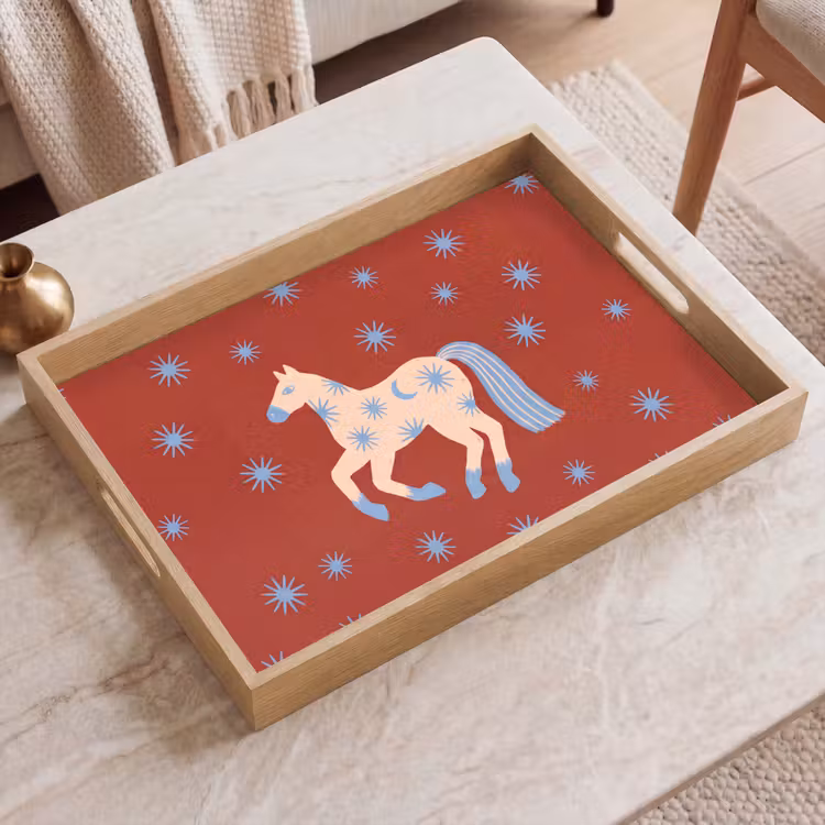 Tablett - Tiere – Sterne – Mond – Abstrakt – Rot — 2