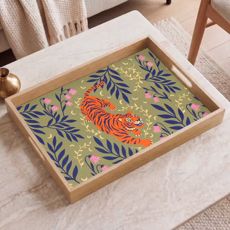 Tablett - Tiger – Blätter – Tiere – Illustration – Orange — 2
