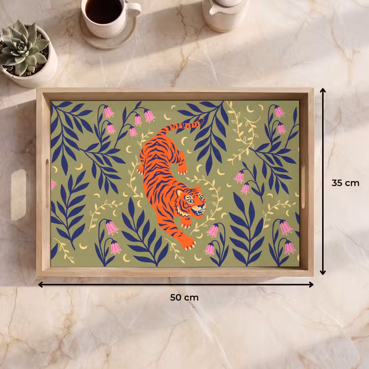 Tablett - Tiger – Blätter – Tiere – Illustration – Orange — 9